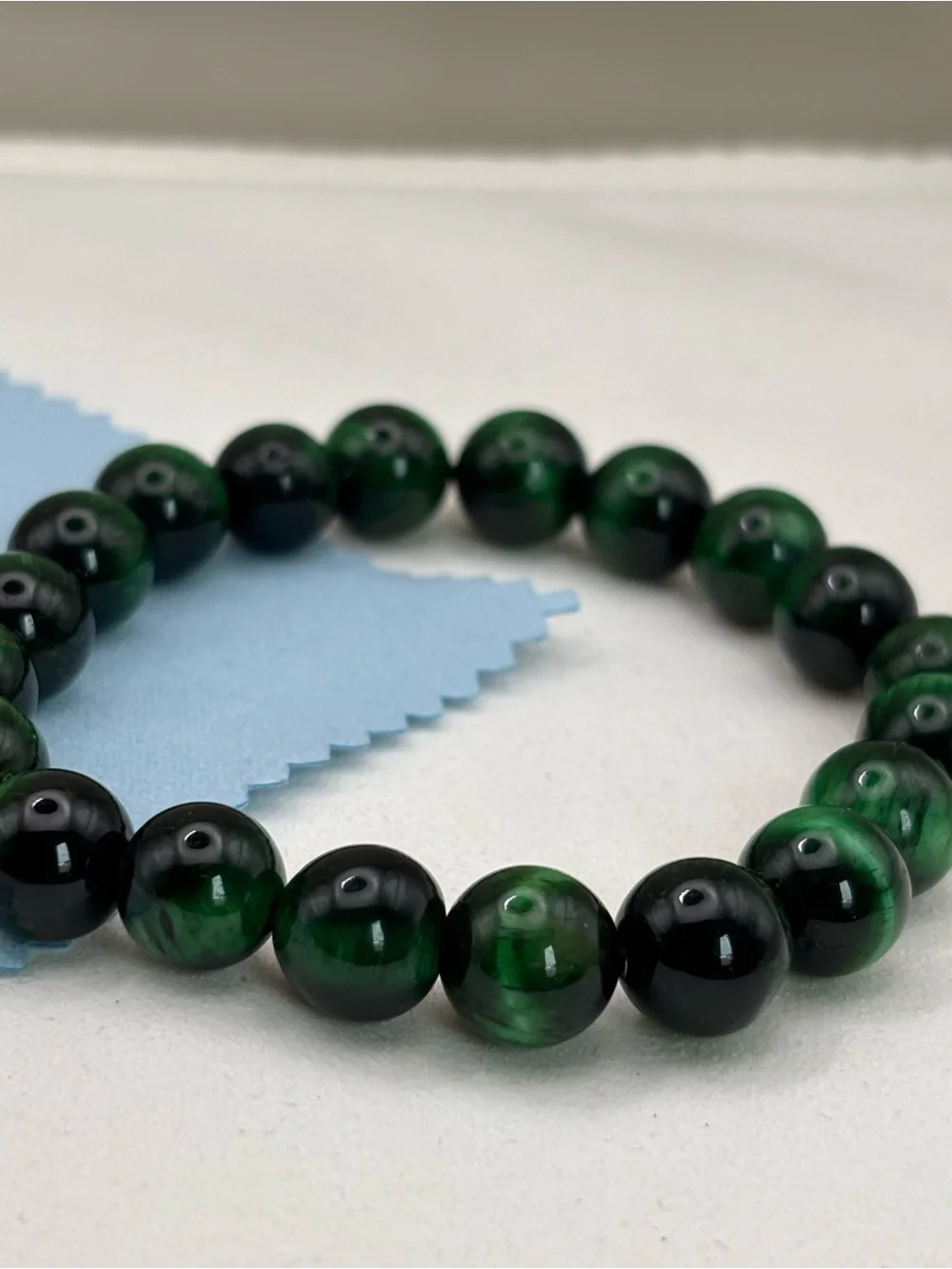 10mm Green Tiger Eye Beaded Stretch Bracelet - Women Jewelry